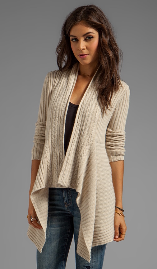 New Rib Drape With Cable Cardigan