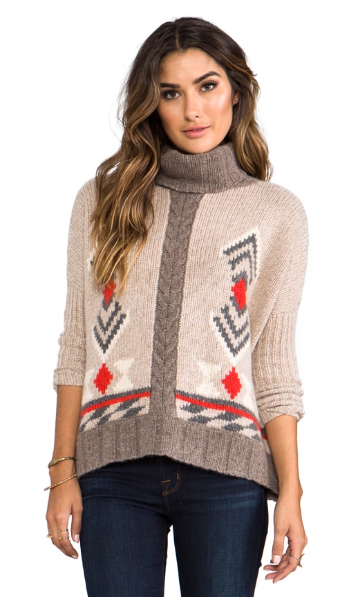 Handknit Southwest Intarsia Dolman Cowl