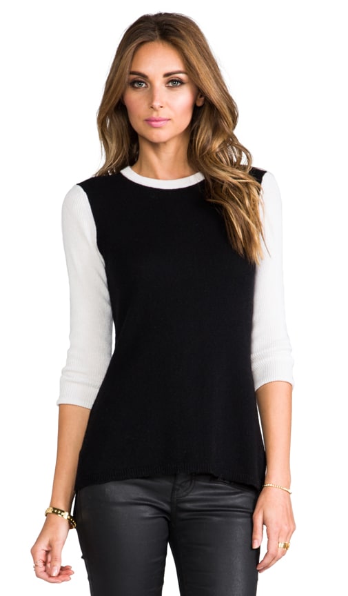 Hi Lo Color Block Button Back Sweater