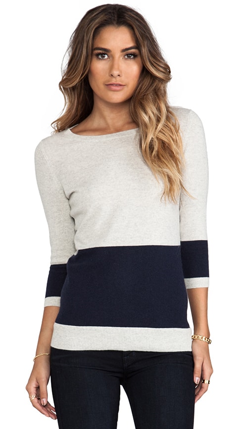 Color Block Striped Back Boat Neck Sweater