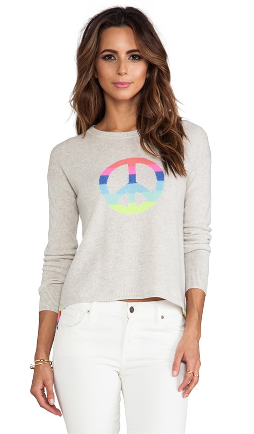 Autumn Cashmere Hi Lo Rainbow Peace Pullover in Hemp Multi REVOLVE