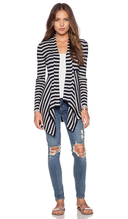 Striped Rib Drape Cardigan