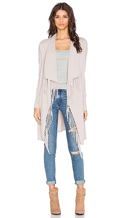 Autumn Cashmere Fringe Drape Cardigan in Bone REVOLVE