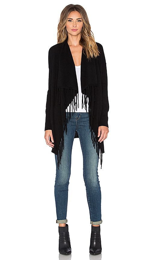 Autumn Cashmere Fringe Drape Cardigan in Black REVOLVE