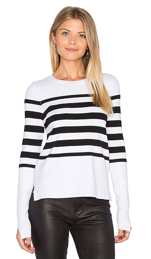 Autumn Cashmere Hi Lo Stripe Sweater in White Black REVOLVE