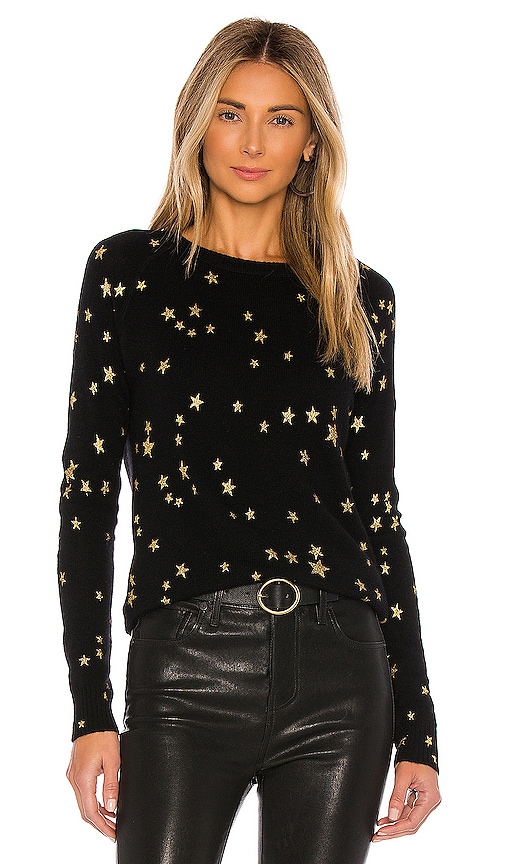 Autumn Cashmere Foil Star Print Sweatshirt in Black Gold REVOLVE