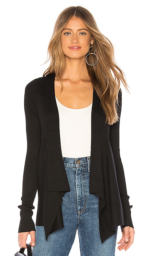 Autumn Cashmere Solid Rib Drape Cardigan in Black REVOLVE