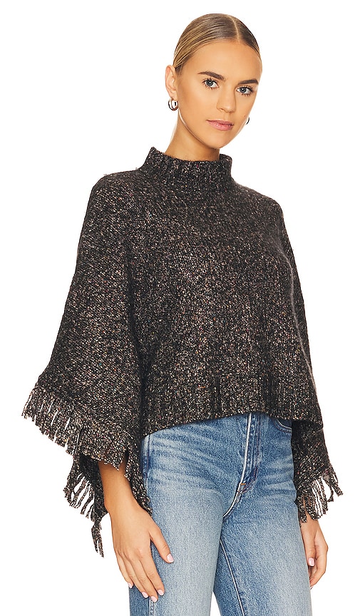 Shop Autumn Cashmere Tweed Fringed Poncho In Constellation