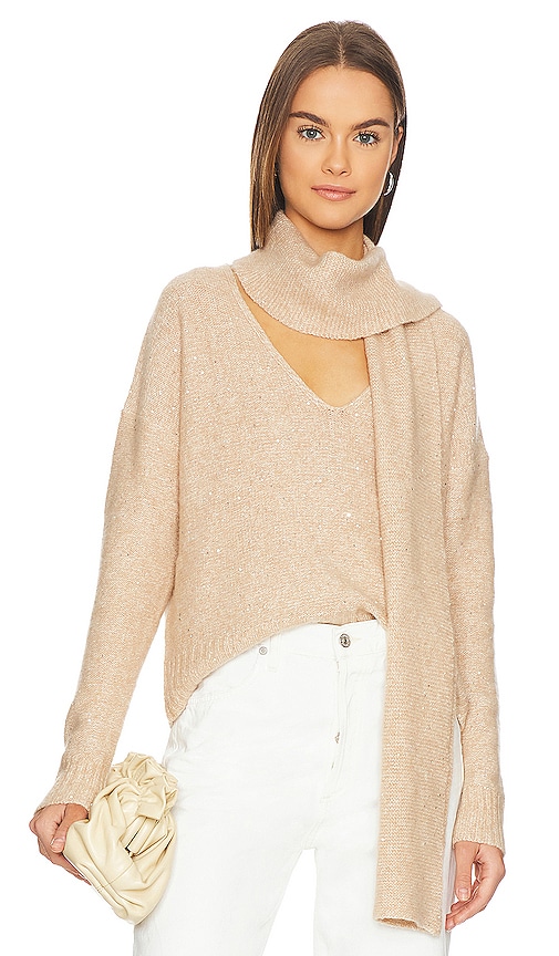 Autumn Cashmere Sequin Sweater And Scarf in Tan