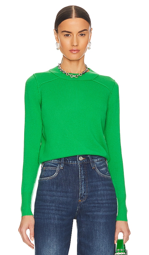 Autumn Cashmere Cropped Reversed Seams Crewneck In Kelly
