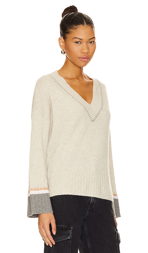 Shop Autumn Cashmere Oversized V With Crochet Details In Mojave & Neutral