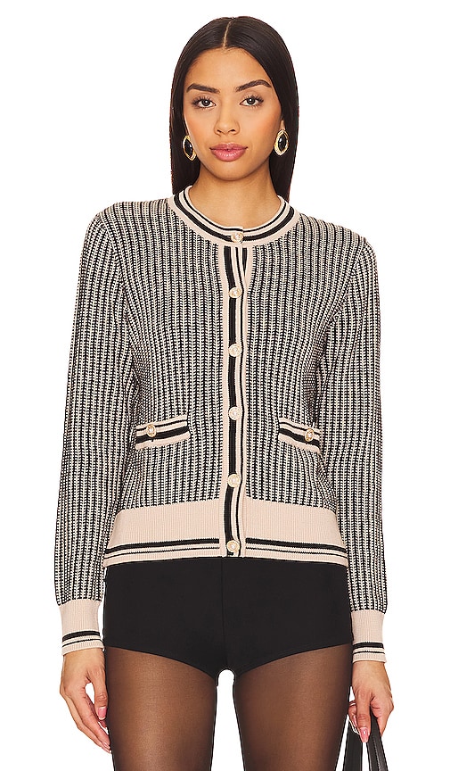 Autumn Cashmere Textured Two Tone Cardigan in Latte Black REVOLVE