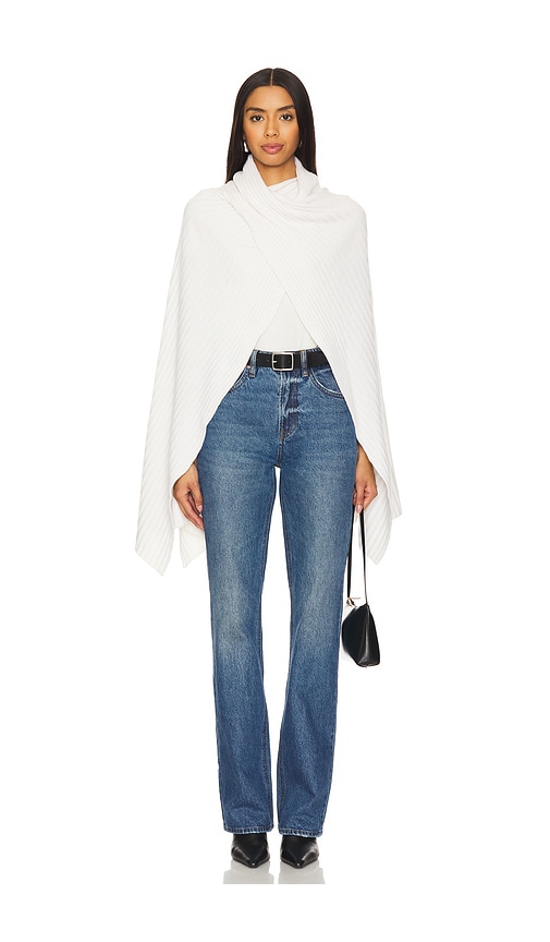 Autumn Cashmere Hybrid Rib Cape in Snow