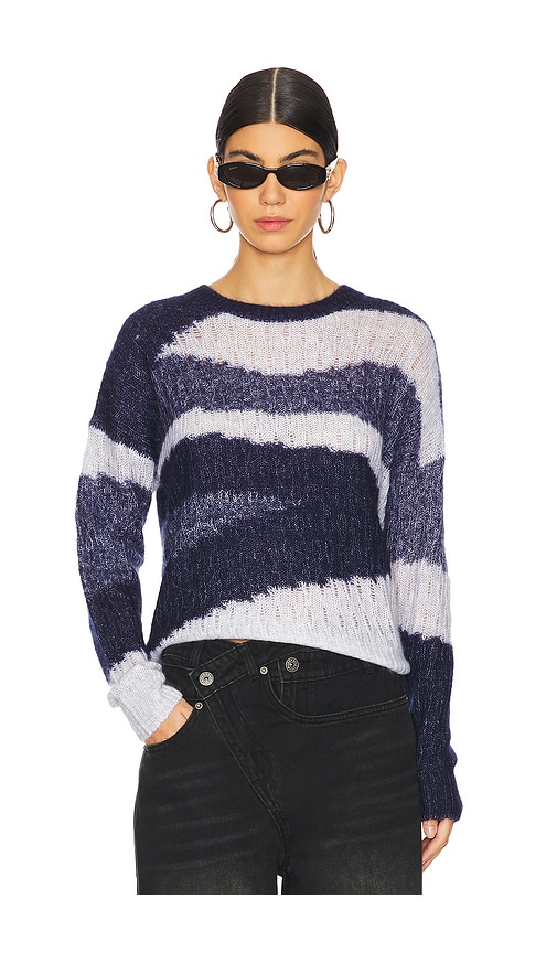 Shop Autumn Cashmere Geometric Graphic Crew In Blue