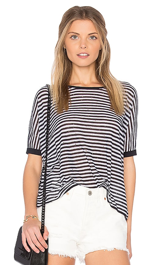 Stripe Distressed Crop Tee