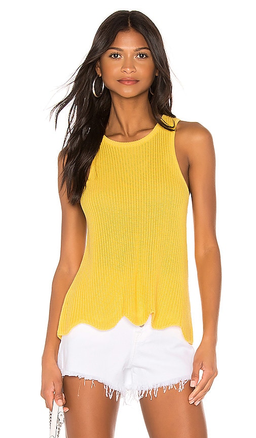 Autumn Cashmere Scallop Shaker Tank in Marigold REVOLVE