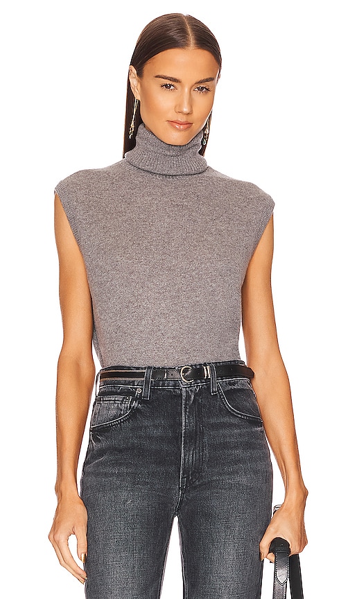 Autumn Cashmere Sleeveless Turtleneck Top in Cement REVOLVE