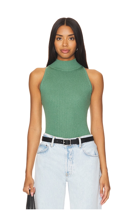 Shop Autumn Cashmere Rib Mock Halter In Green