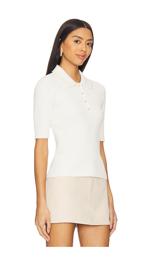 AUTUMN CASHMERE PEARL TRIMMED POLO TOP