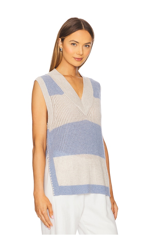 Autumn Cashmere Striped Mesh Gilet Vest In Baby Blue