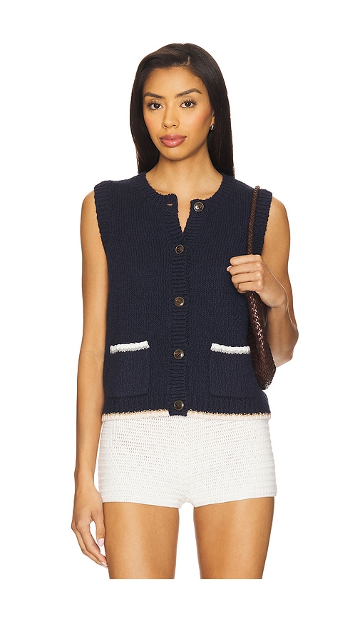Button Front Vest Top in Navy. - size XS (also in L, M, S)