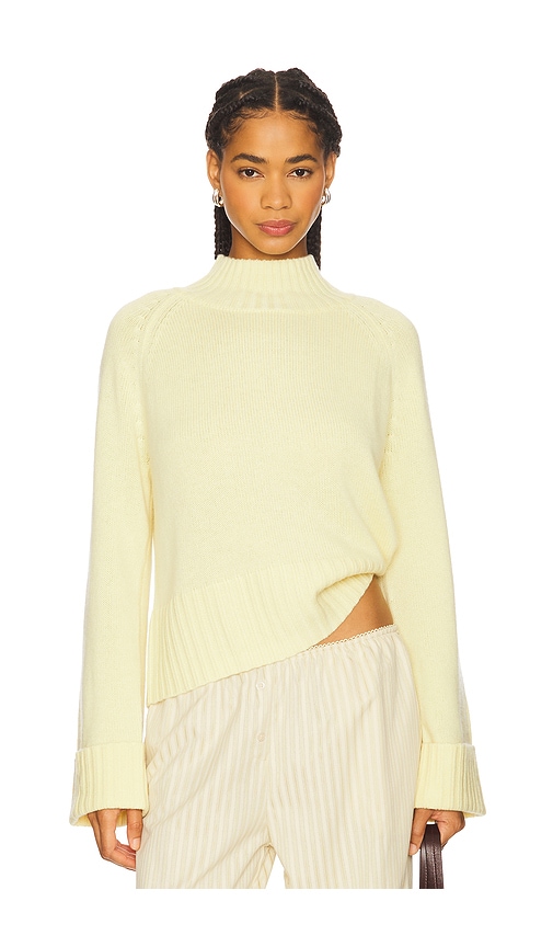 Autumn Cashmere 6-ply Cuffed Solid Boxy Mock Neck Top