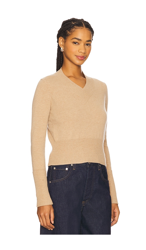 Autumn Cashmere V Neck With High Cuffs In Neutral
