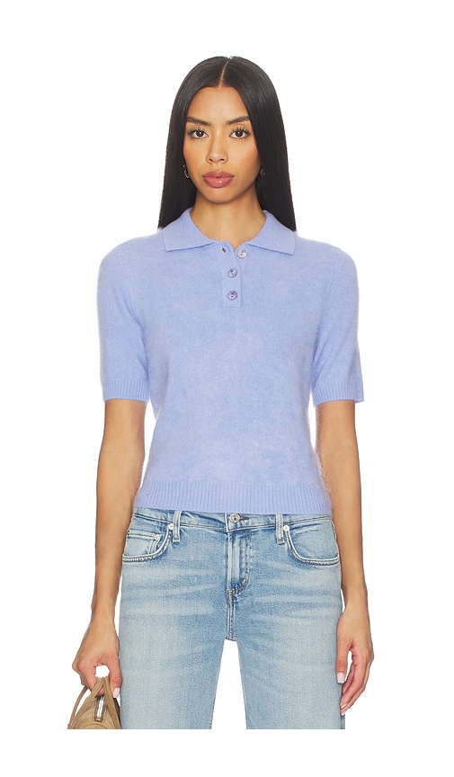 Autumn Cashmere Solid Cropped Short Sleeve Polo