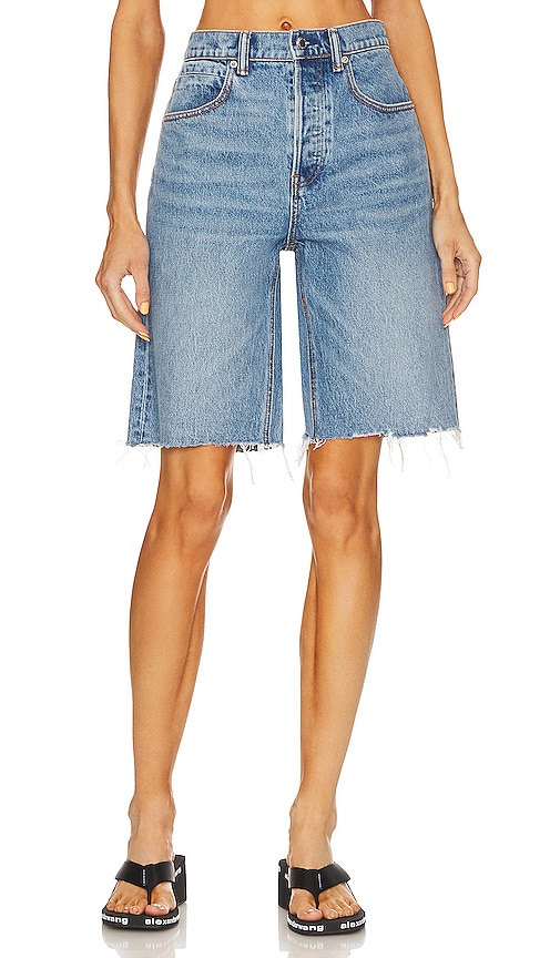Alexander Wang Mid Rise Relaxed Short In Vintage Light Indigo