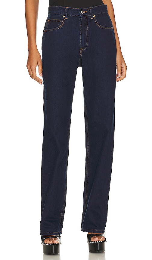 Alexander Wang Midrise Ez Relaxed Straight Jean in Blue.
