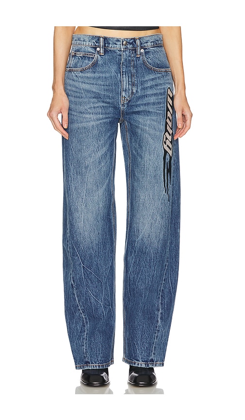 Shop Alexander Wang Balloon Jean Embroidered Logo In Blue