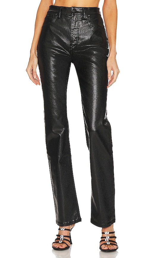 ALEXANDER WANG COATED HIGH WAIST SLIM STACKED FLY JEAN