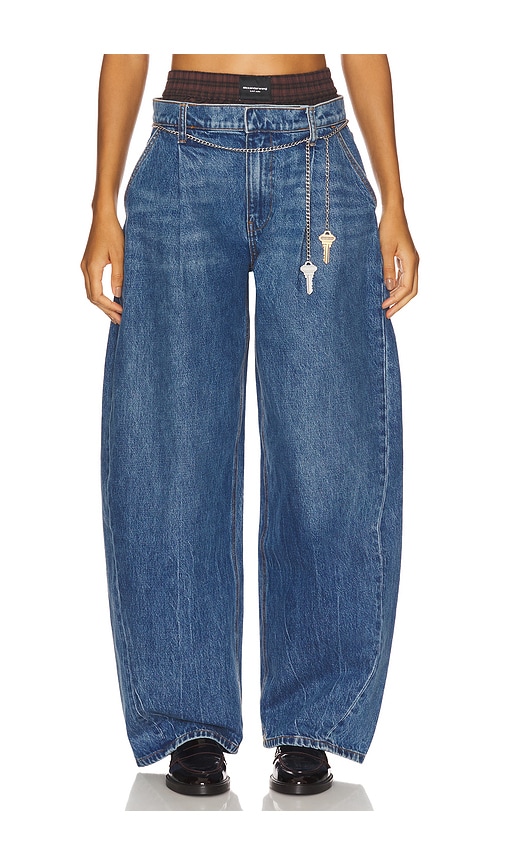 Prestyled Oversized Pleated Jea in Blue. - size 27 (also in 23, 24, 25, 26)