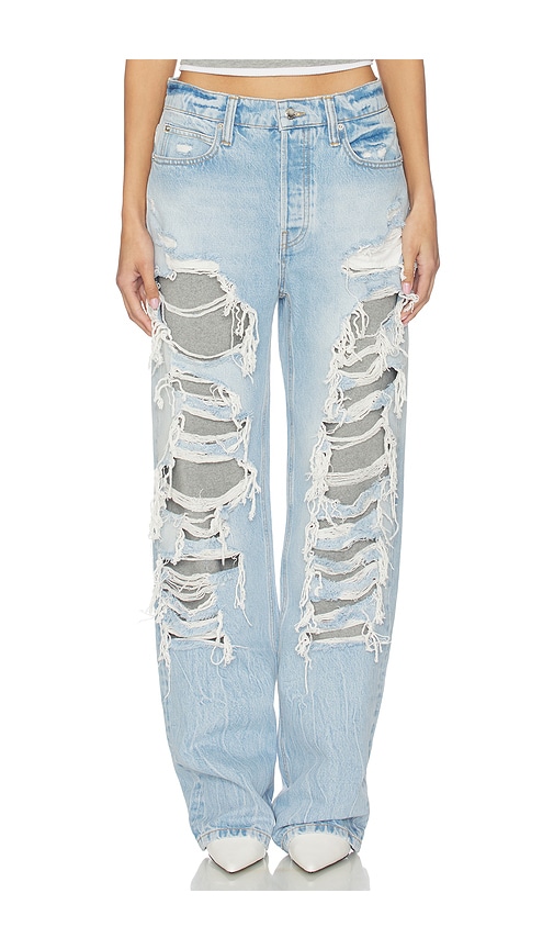 Alexander Wang Distressed Straight Jean In Blue