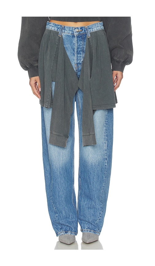 Alexander Wang Slouchy Jean With Tied T-shirt In Blue