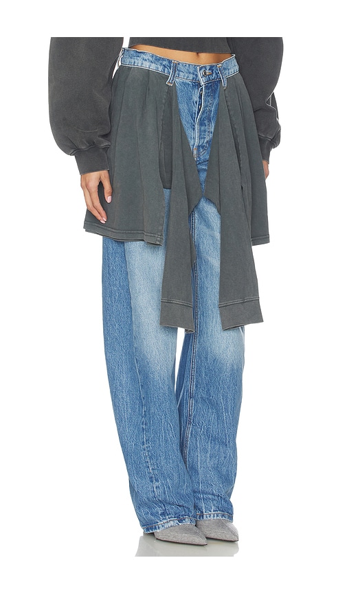 Alexander Wang Slouchy Jean With Tied T-shirt In Blue