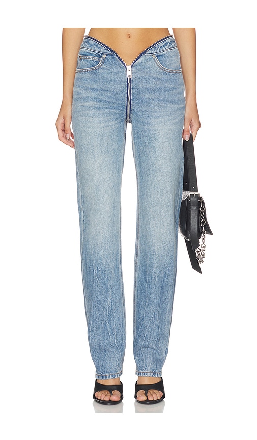 Alexander Wang Dipped V Zip Waistband Straight Leg Jeans