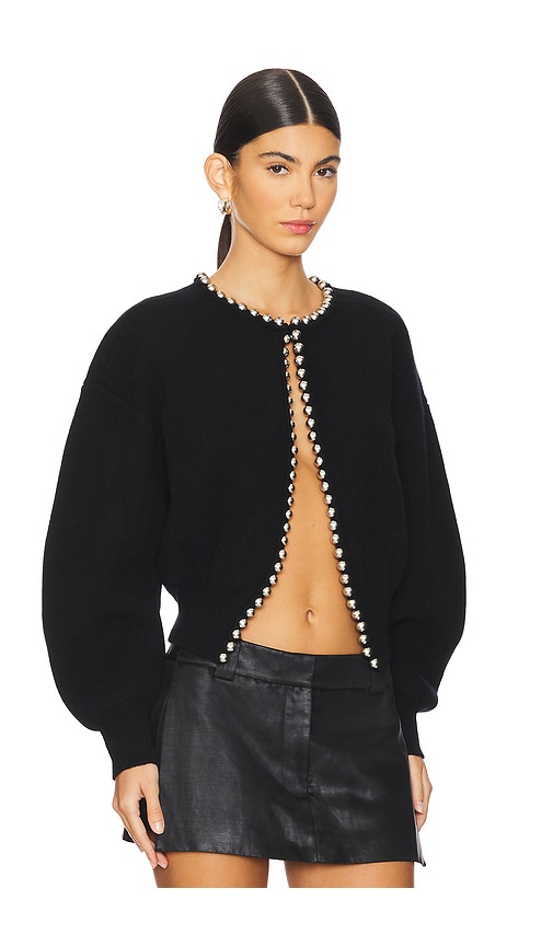 Shop Alexander Wang Cropped Cardigan With Ball Chain Necklace In Black