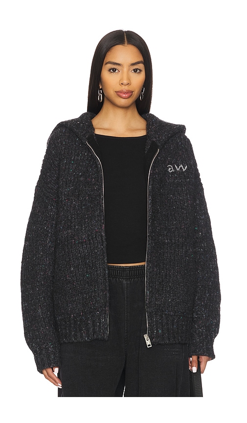 Alexander Wang Oversized Zip Up Hoodie in Black Multi