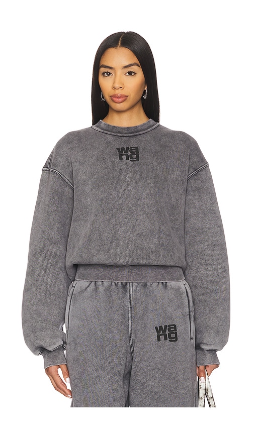 Alexander Wang Essential Terry Crew Sweatshirt in Washed Granite