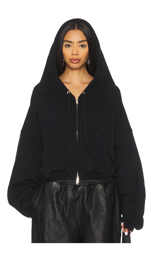 Alexander Wang Zip-up Drawstring Hoodie In Black