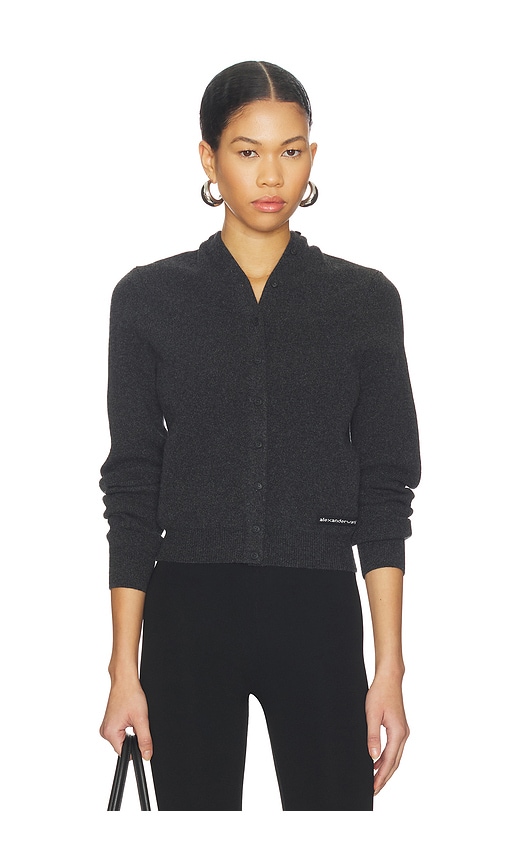Alexander Wang Knit Logo Cardigan In Gray