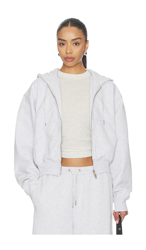 Alexander Wang Zip Up Hoodie With Rhinestone Drawcord