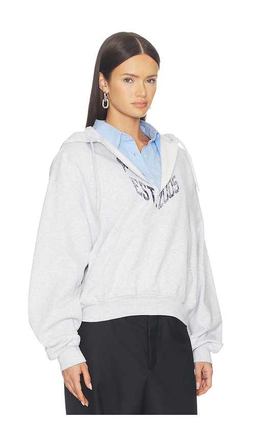  Alexander Wang Sweat à Capuche Prestyled Slashed With Cropped Shirt Dickie En Light Grey. Taille L. Also En M, S, Xs. 