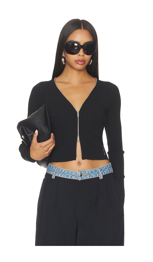 Alexander Wang Long Sleeve Pointelle Cardigan Zip Up