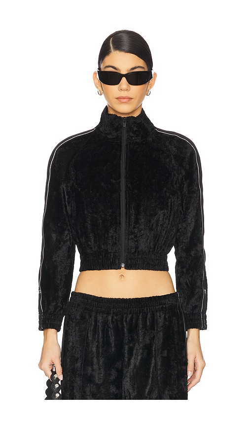 Alexander Wang Cropped Track Jacket With Logo Webbing In Black