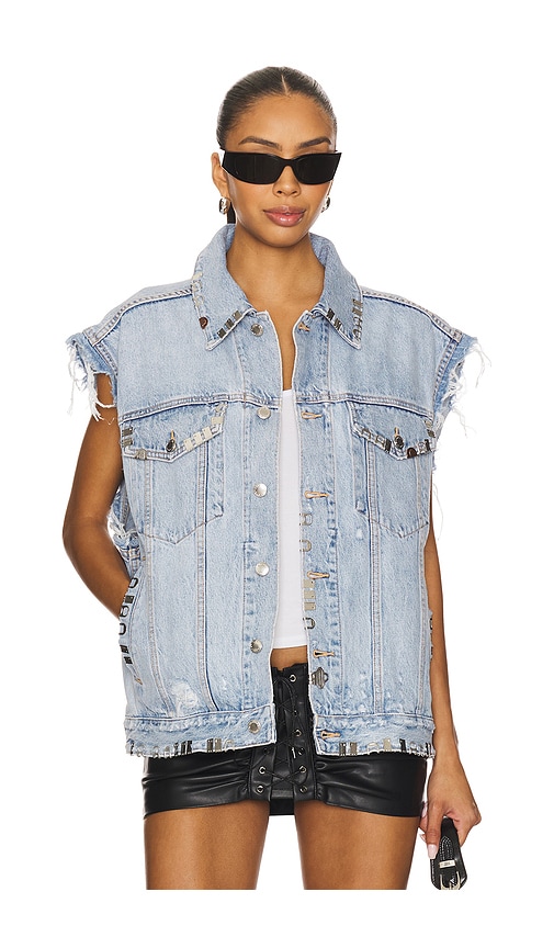 Distressed Oversized Vest in Blue.