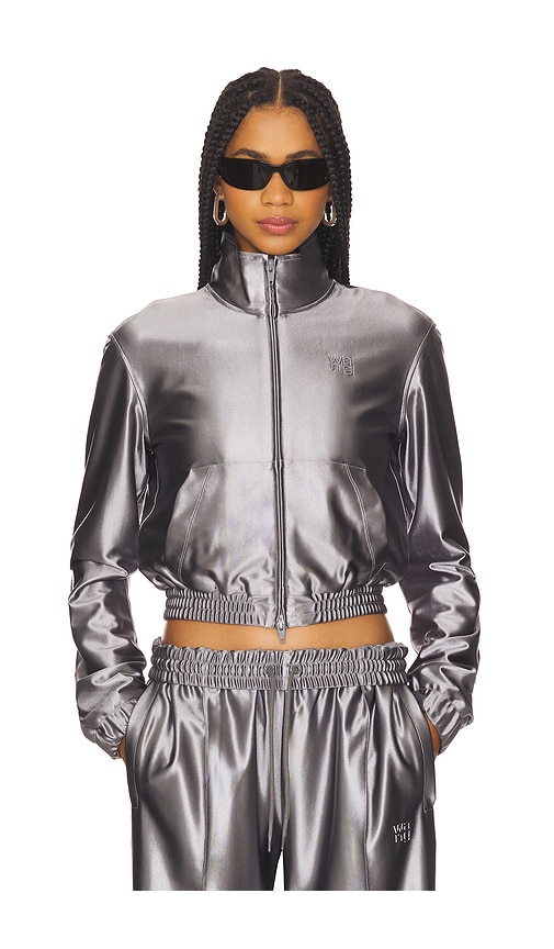 Shrunken Zip-up Jacket in Metallic Silver. - size XS (also in L, M, S)