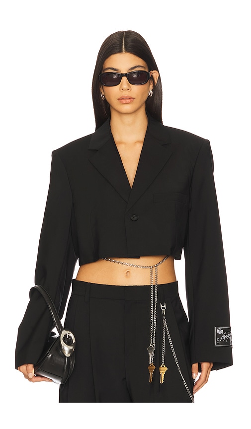 Cropped Blazer With Chain in Black. - size XS (also in M, S)