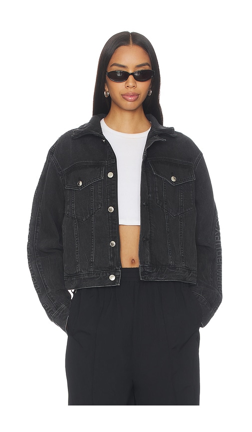 Alexander Wang Denim Track Jacket With Embossed Logo Panel